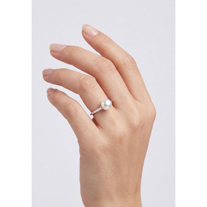 Ring - Pearls & Colors - Round Freshwater Cultured Pearl 6-7 Mm - White Pearl - White Gold 375/1000 - AAA+ Quality - Woman