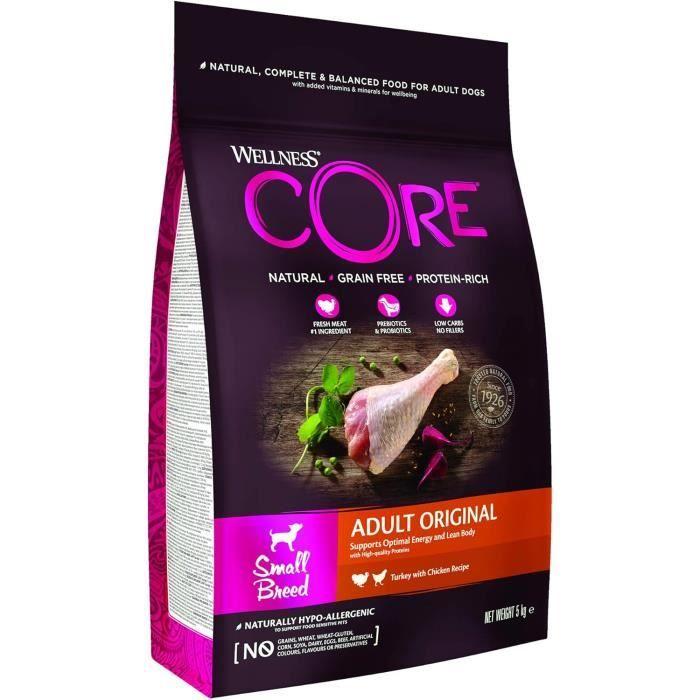 Croquettes - WELLNESS CORE - Small Breed Adult Original - Sans Céréales - 5 Kg - Haute Teneur En Viande