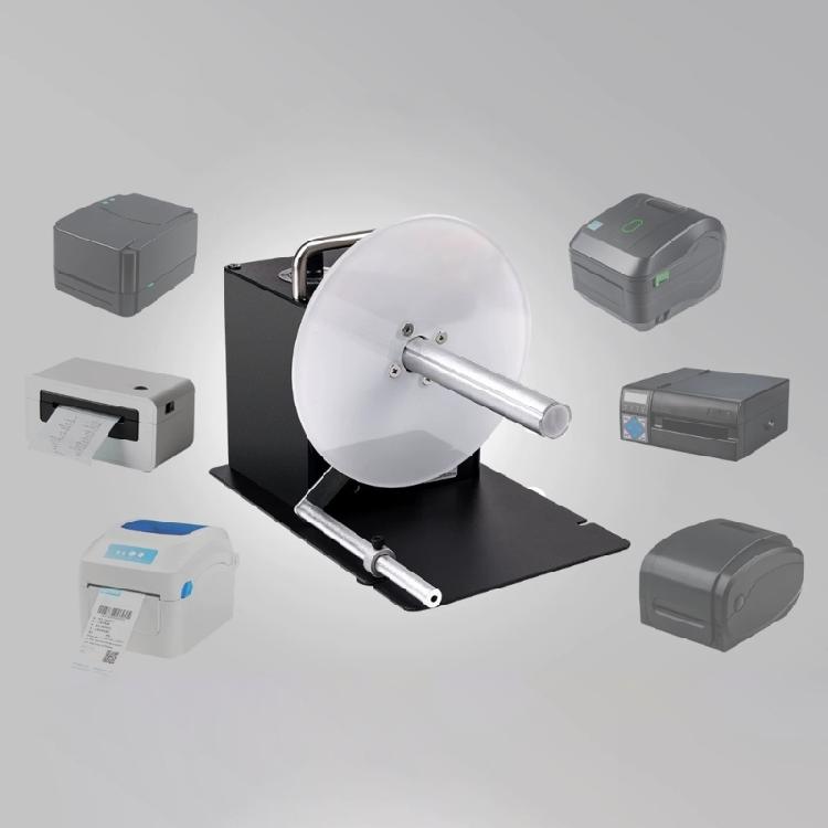 Sistema di riavvolgimento etichette compatibile con stampanti con adattabilità senza anima Sincronizzazione automatica della velocità per applicazioni in magazzino di fabbrica