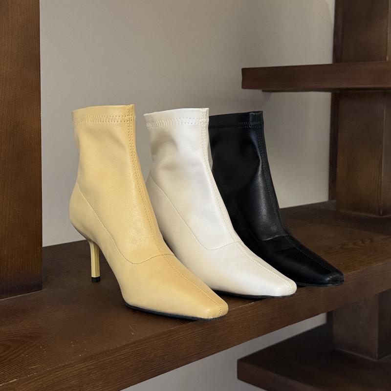 Fashion SUOJIALUN 2025 Winter New Brand Women Ankle Boots Fashion Yellow Pointed Toe Short Boots  Thin High Heel Outdoor Dress Pumps