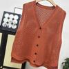 Knitted Vest Coat Women Spring Autumn Hollow Sweater Sleeveless Jacket Ladies Loose Large Size Cardigan Waistcoat Top