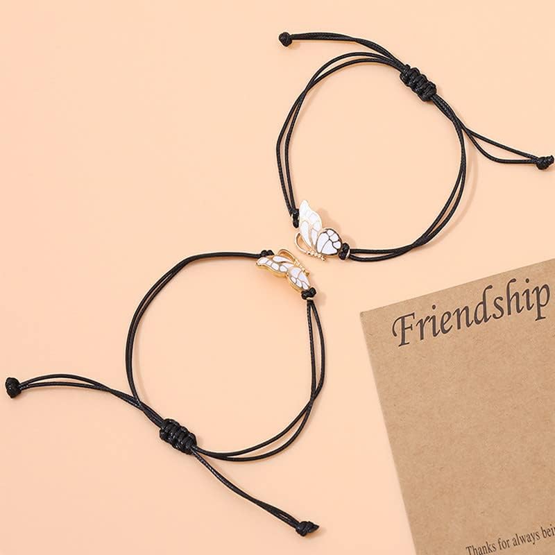 Best Friends Bracelets,Friendship Butterfly Bracelets Pomise Long Distance Matching Couple Bracelets for Women Birthday Gifts