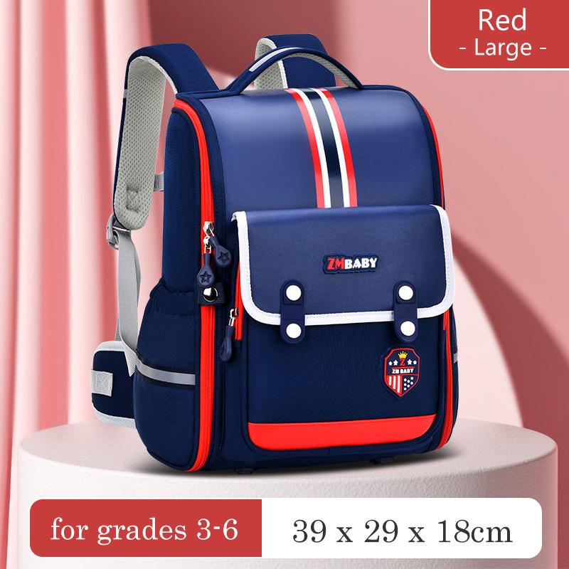 

British style elementary school bag lightweight boy s backpack primary school bag children s bag for girls spine protection kids large 39x29x18cm червоний