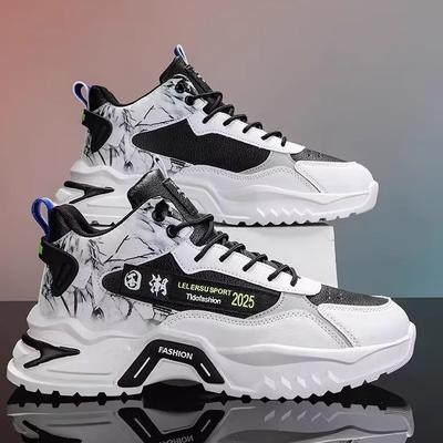 Autumn Men's Shoes 2024 New High-top Dad Shoes Teen Trend White Running Casual Shoes Versatile Sports Shoes