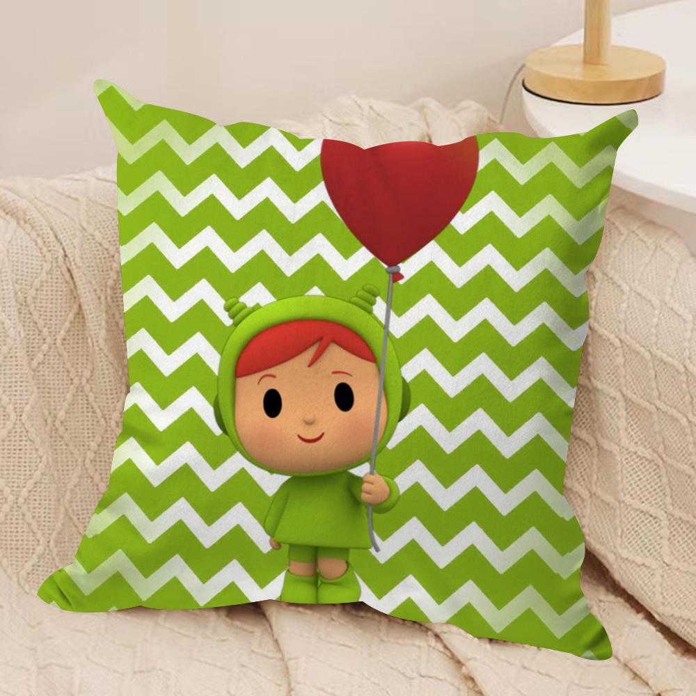 Cartoon Cute PPocoyo Cushion Cover Silky Short Plush DoubleSided Printed Pillow Case for Sofa All Seasons Home Decor Gift