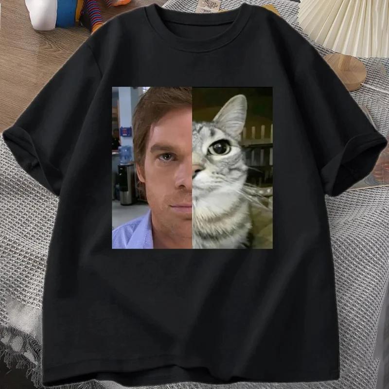 Dexter Morgan Kočka Trička Vtipné Tričko s Krátkým Rukávem a Kulatým Výstřihem Unisex Streetwear Dámské Oblečení Harajuku Potištěné Tričko Letní Topy