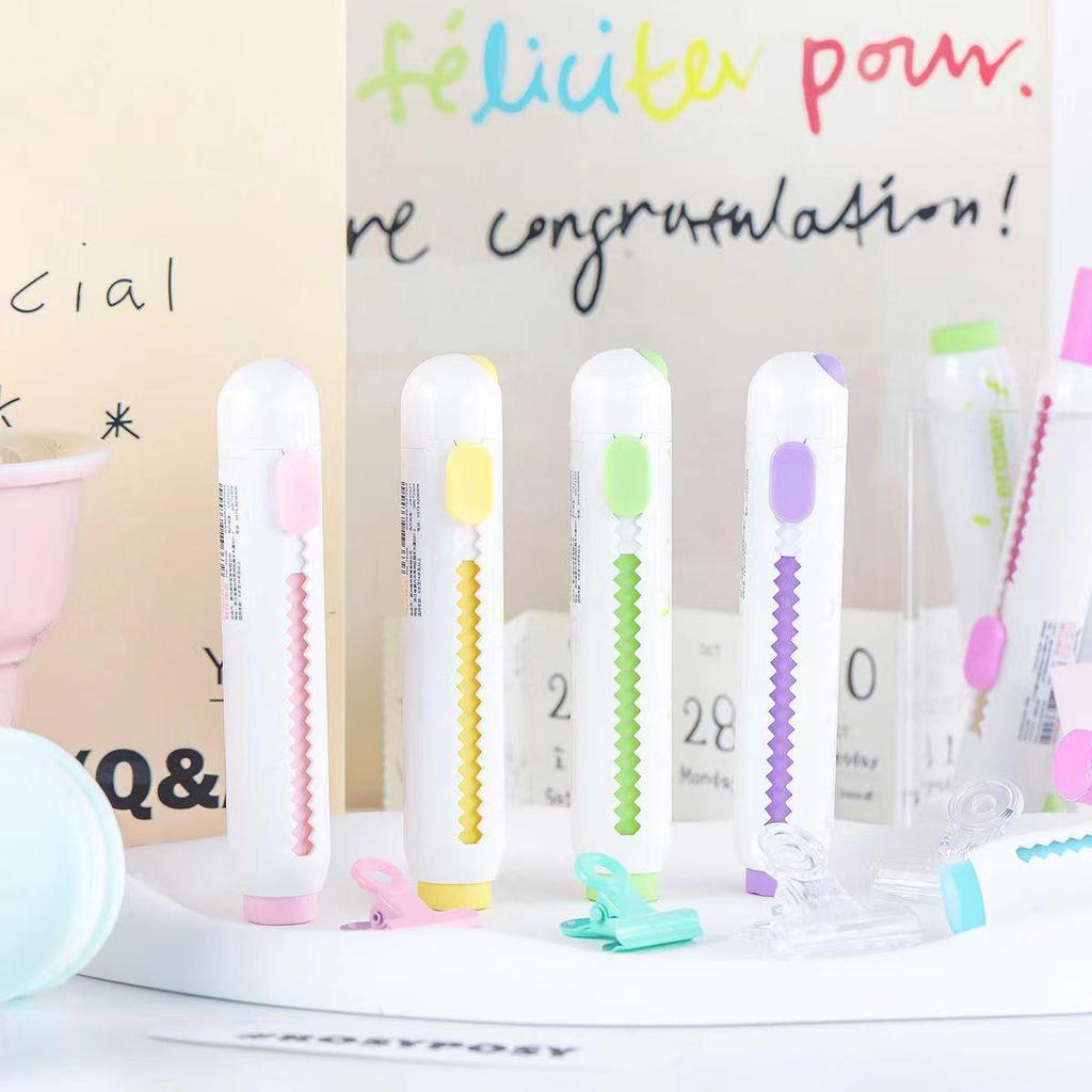 1pcs Round Rolling Eraser Refill Set Soft Color Refillable Less Dust Cleaning Correcting Tools Office School