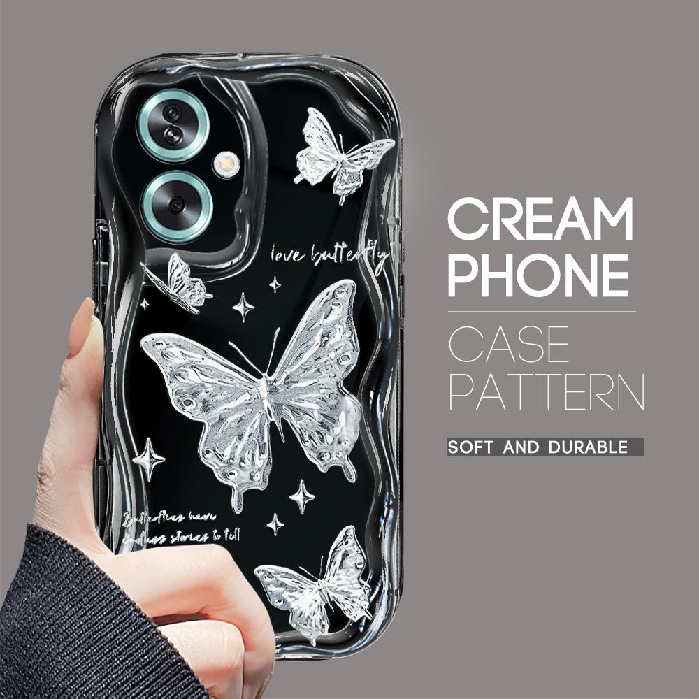 Cute Cartoon Pattern Cream Texture Casing Wavy Edge Soft Silicone Cover Phone Case for OPPO Reno Realme