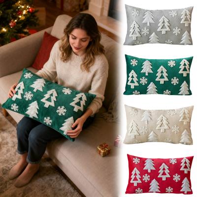Christmas Green Pillowcase 11.81 X 19.68 Inches Christmas Tree With Snowflakes Throw Pillowcase