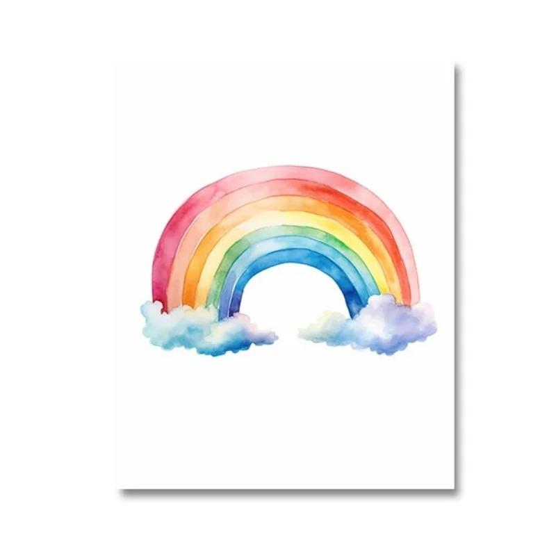 Unicorn Wall Art Girls Room Decor Unicorn Gold Glitter Canvas Painting Cloud Rainbow Prints Picture