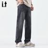 izzue it Men's American Retro Loose Straight-Leg Jeans