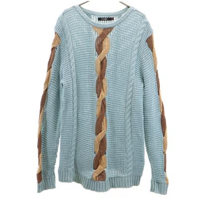 CUNE Made In Japan Cotton Blend Long Sleeve Cable Sweater 2 Blue Knit Men's Used