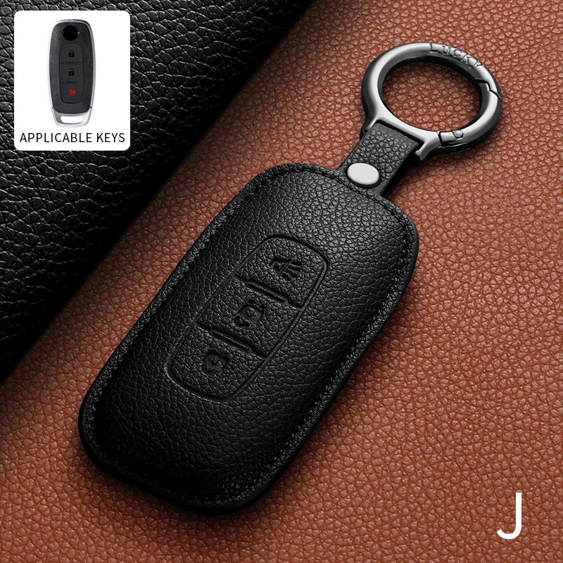 Leather Car Key Case Cover Shell For Nissan Teana Qashqai X-Trail Kicks Tiida Car Remote Key Shell Protecter Keyring Accessories