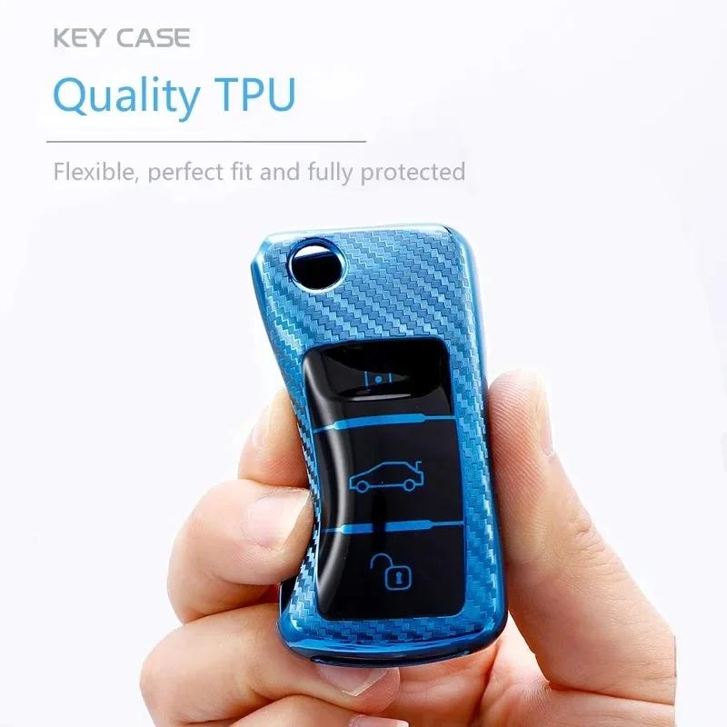 Carbon Fiber Car Key Bag Full Cover Fob Shell Key Case For Vw Volkswagen Polo Tiguan Passat Golf Jetta Lavida Skoda Octavia