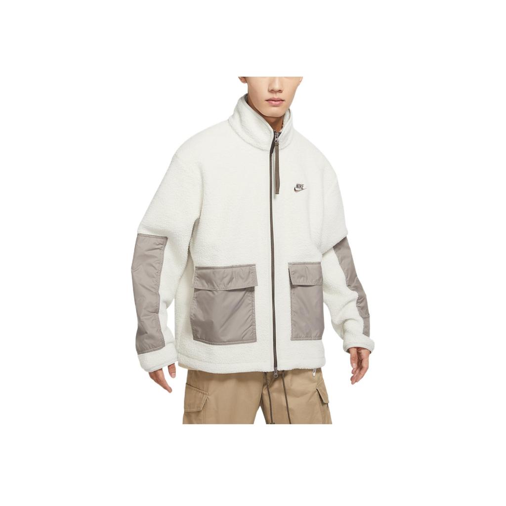 Nike Colorblock Stand Collar Fleece Jacket Men Outerwear White DD5022-072