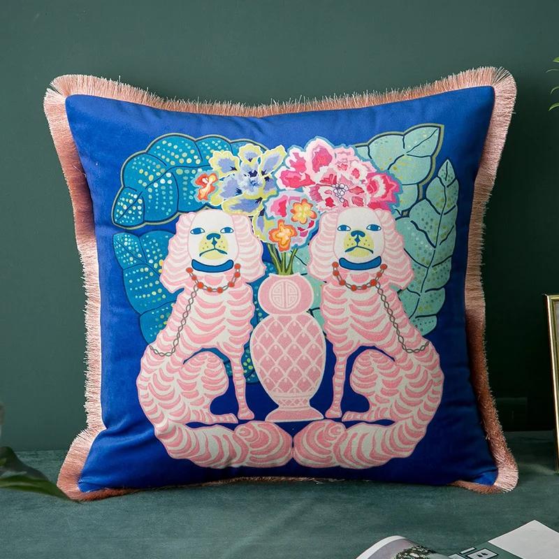 Medicci Home Gorgeous Cushion Cover Oriental Mystical Animals Print Ancient Style Decorative Pillow Case Luxury Coussin 50x50cm