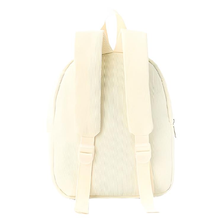 Corduroy Backpack With Bear Detail Generous Storage Space School Bag Casual Daypack for Student and Teens