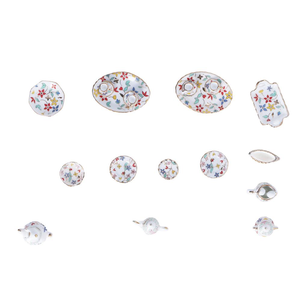 1:12 Zestaw Filiżanek do Herbaty dla Domku dla Lalek Symulacja Dekoracyjny Miniaturowy Ceramiczny Zestaw Filiżanek do Herbaty do Domku dla Lalek DIY