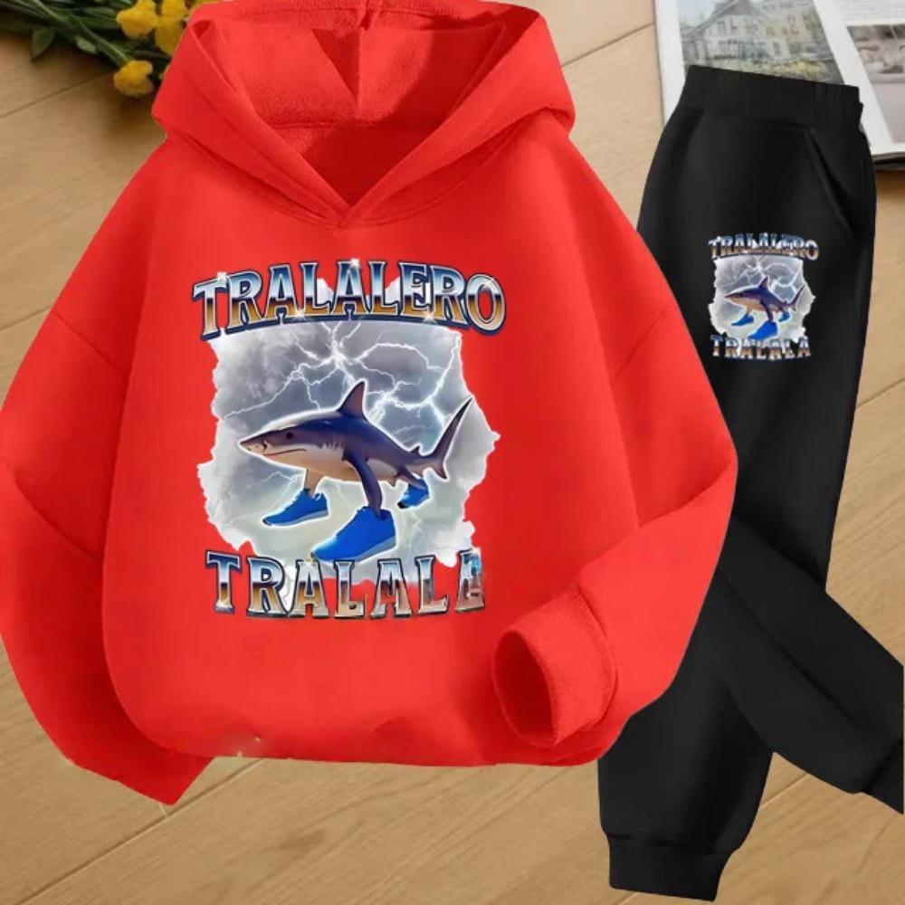 Autumn Italian Brainrot Print Kids Hoodie+Pants Suit Boys 2pcs Set Fashion Casual Girls Tracksuit Children Long Sleeve Outfits