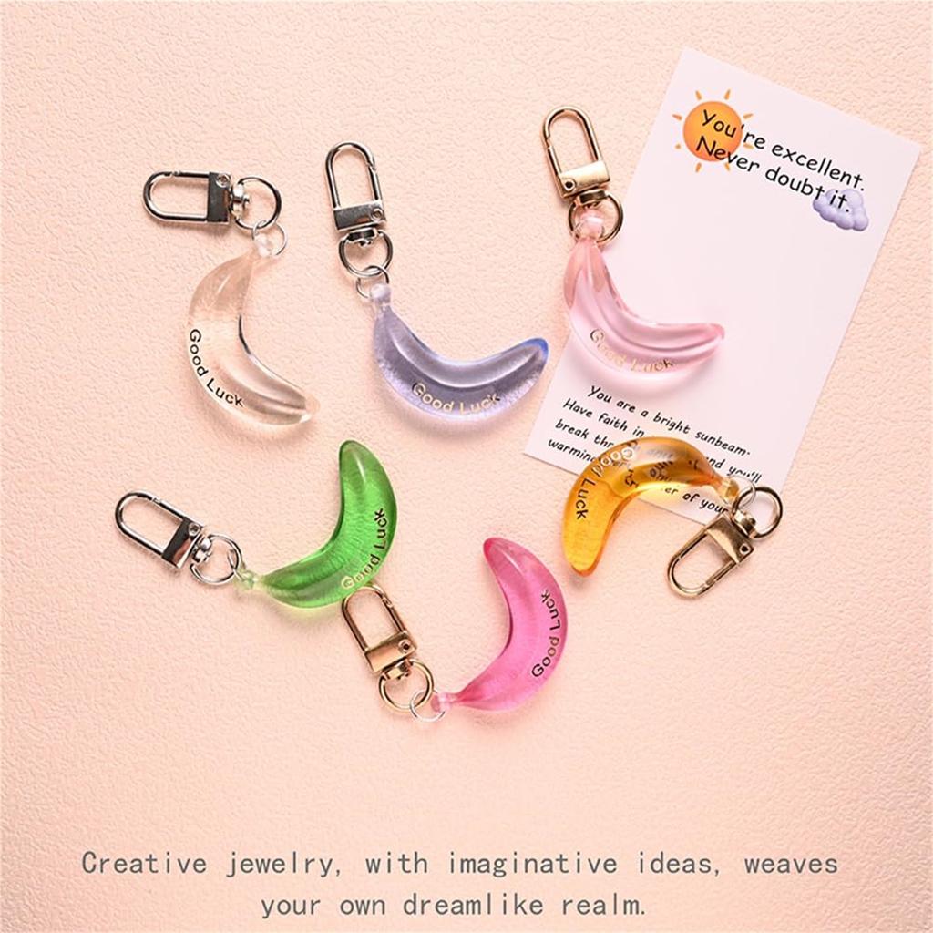LUCK Banana Keychain Transparent Banana Keychain With Greeting Card Back To School Motivational Gift For Student