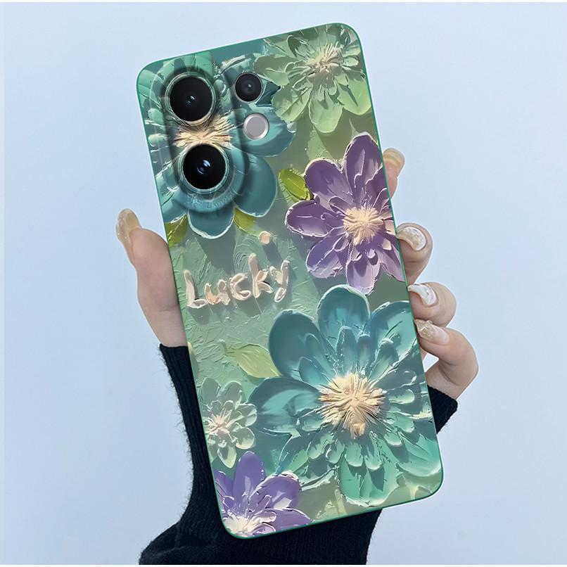 For Vivo V60 Phone Case V2511 Cover Fashion Simplicity Flowers Soft Liquid Silicone Shell For Vivo V 60 VivoV60 5G 2025 Fundas