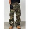 Amerikaanse street-washed camouflage werkbroek jeans, nieuwe gescheurde rechte pijp trendy denim broek