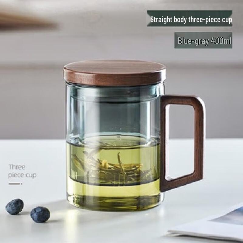 Кружка для чая из термостойкого стекла большой вместимости с крышкой и ручкой