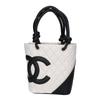 CHANEL A25166 Cambon Line Lambskin Small Tote Bag Handbag Black x whiteUsed