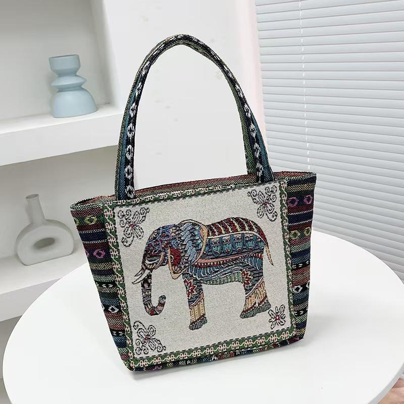 Embroidered Canvas Tote Bag - Chinese Style for University Women
