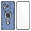 For Honor 400 Lite Phone Case WANLONFENG PC TPU Back Cover Kickstand with Tempered Glass