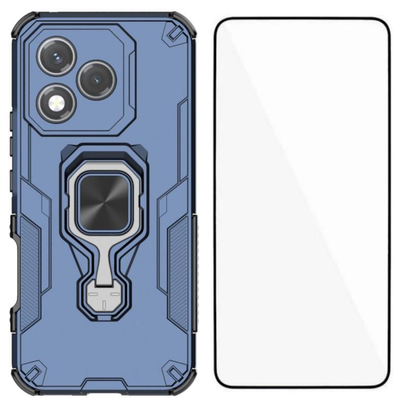 For Honor 400 Lite Phone Case WANLONFENG PC TPU Back Cover Kickstand with Tempered Glass