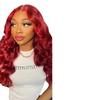 Fashionable Lace Wine Red Wig African Hot Selling Big Wavy Long Curly Hair Wig
