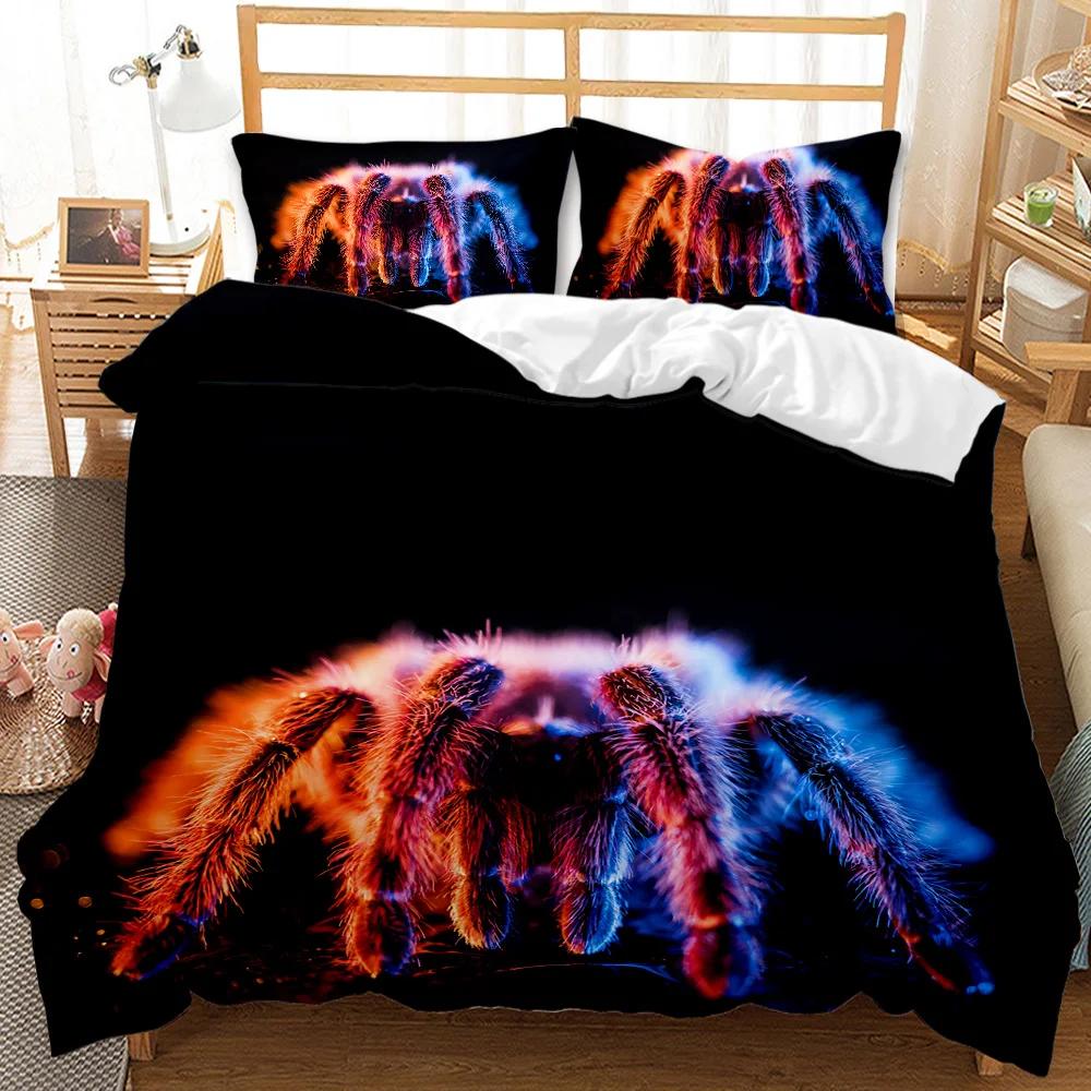 Spider Duvet Cover Set 3D Print Brown Spider Twin Comforter Cover Set Insect Theme Double Queen King Size Polyester Qulit Cover