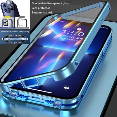 360 Full Protection Metal Magnetic Double Sided Glass Case for IPhone 14 12 11 Pro 13 Max Plus Lens Camera Protection Cover