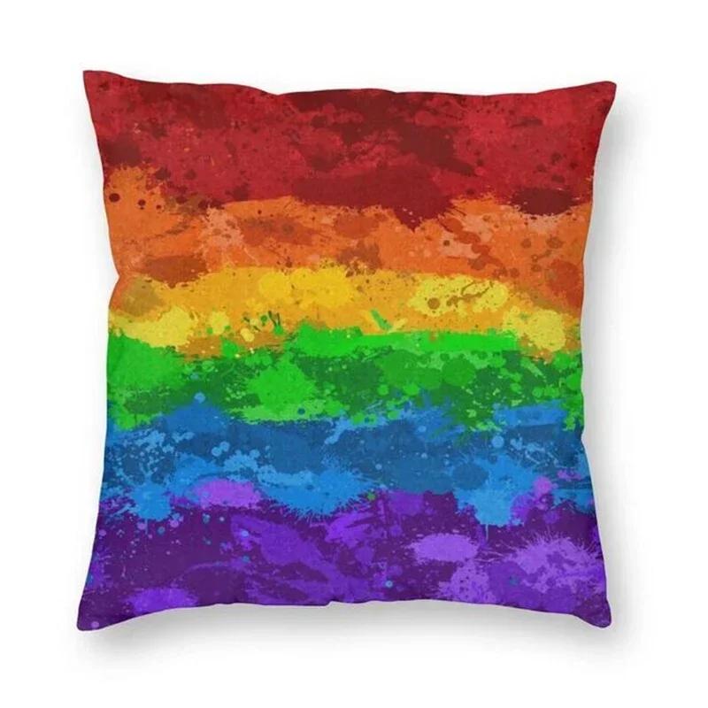 Rainbow Bear Paw LGBT Print Pillow Cover Gay Pride Rainbow Flag Cushion Cover  for Living Room Home Decor