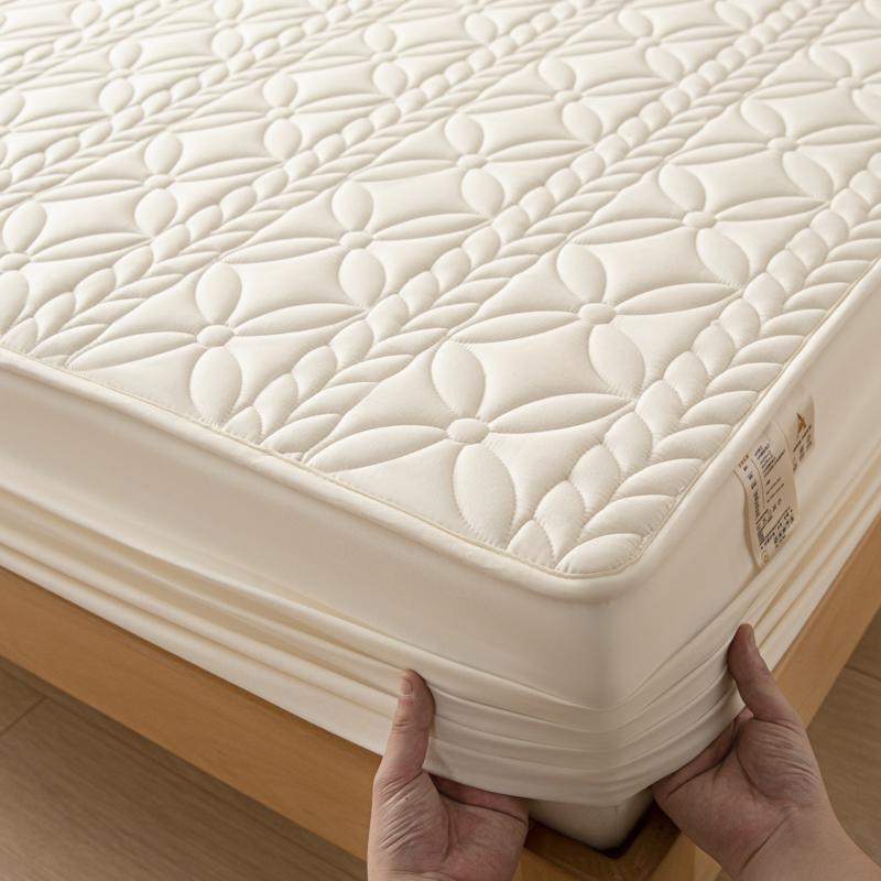 Wasserdichtes Spannbettlaken mit elastischem, dickem, gestepptem Matratzenbezug, einfarbig, Matratzenschoner für Queensize-Betten(Kein Kissenbezug)