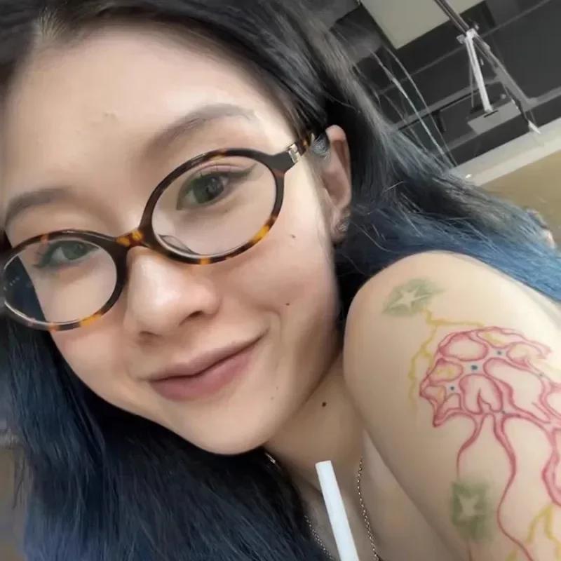 Retro Oval Frame Glasses Women Leopard Ins Sweet Cool Eyewear Trend Brand Reading Computer Anti Blue Light Eyeglasses