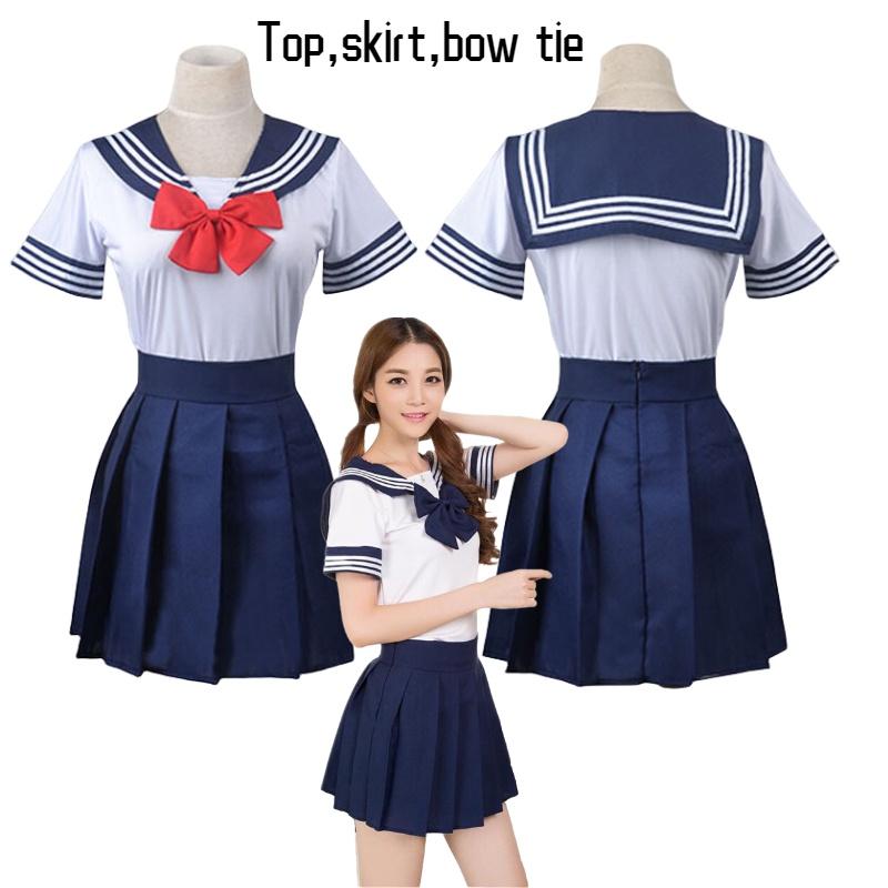 Student Uniform School Set Girls Jk Skirt Sailor Adult Halloween Costume Cosplay