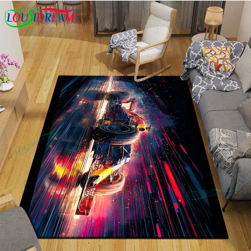 2026 Hot Fashion Racing Car Print Flannel Carpet Outdoor Rug Area Rug Non-slip Carpet Bedroom Decor Carpet for Kids Luxury Gift