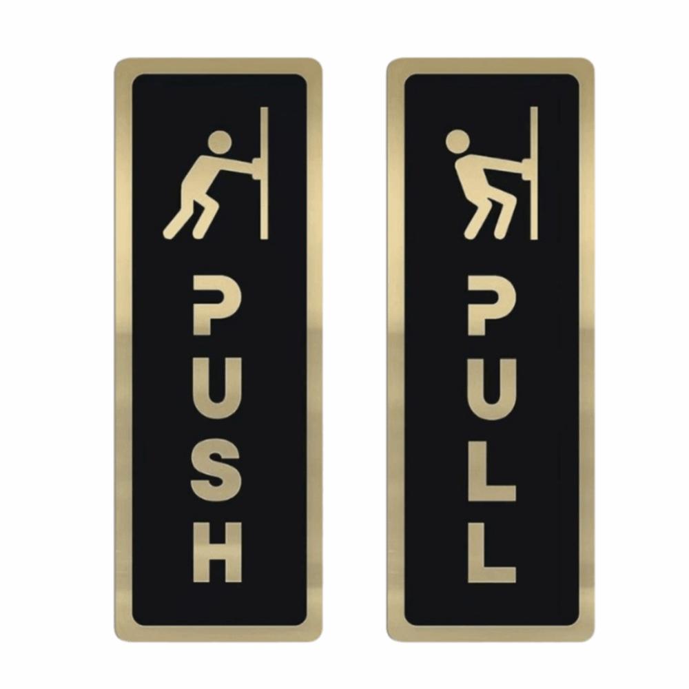 2Pcs Creative Sliding Door Logo 3D Push Pull Door Sign  Glass Door Identification