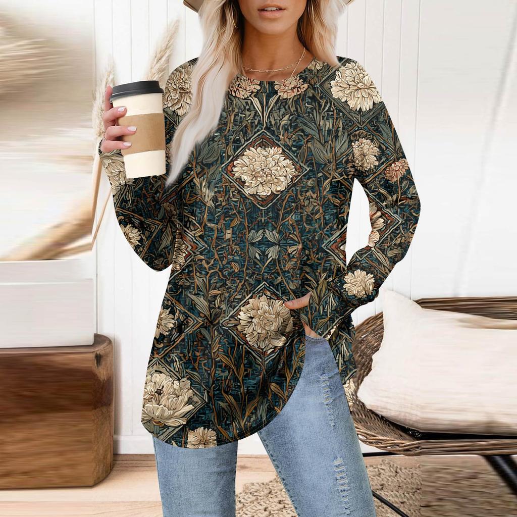 Dámská nadměrná mikina s grafickým svetrem, dlouhým rukávem, spuštěnými rameny, kulatým výstřihem, topy, vintage oblečení