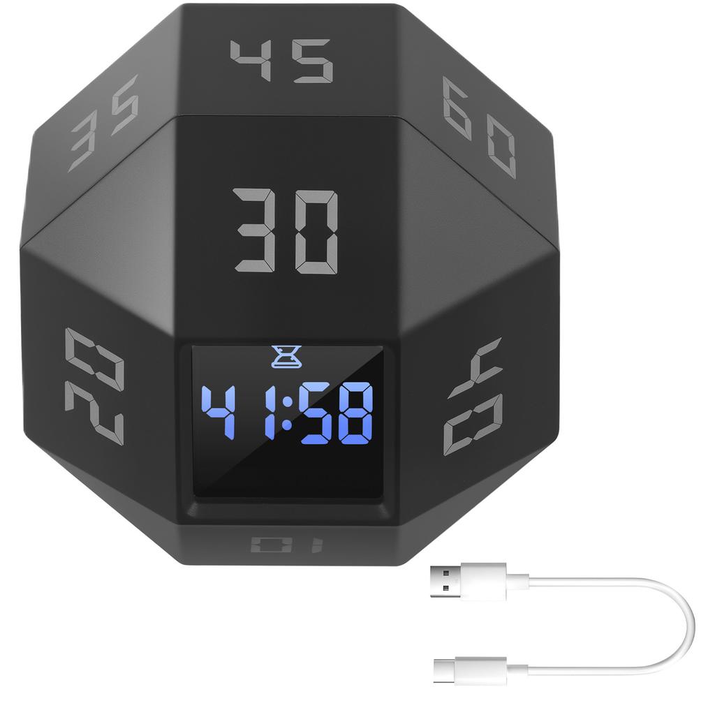 Cube Timer LED Display Gravity Sensor Flipping Study Countdown Cooking Timers Mini Digital Timer Bedroom Kitchen Accessories