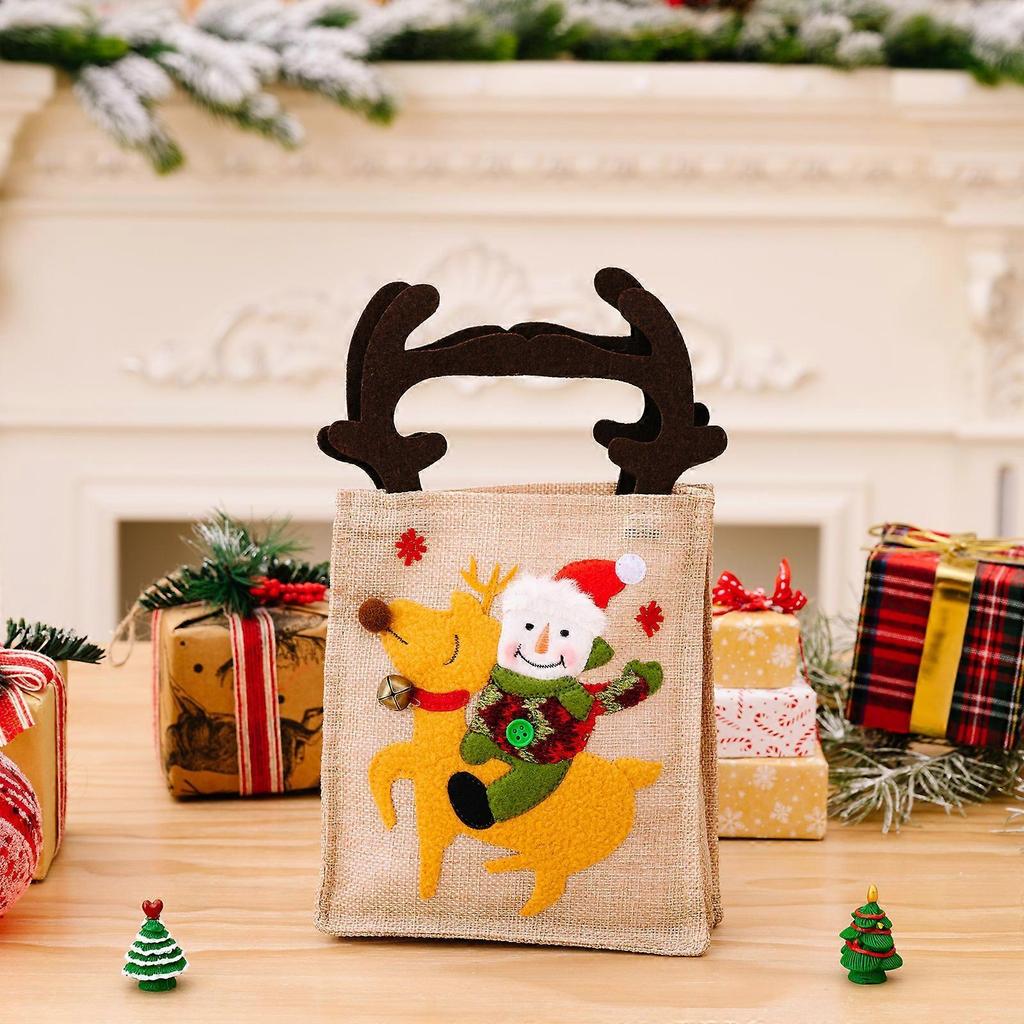 New Christmas Decorations Striped Handbags, Cartoon Gift Bags, Candy Bags, Gift Apple Bags, Deer Antler Handbags, Old Man Riding a Deer