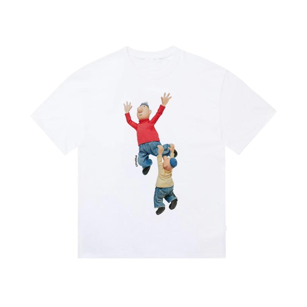 Fun Cartoon Character Print Pattern T-shirt Fashion Trend Short Sleeve Crew Neck Casual Loose Streetwear Daily Wear Cool Top