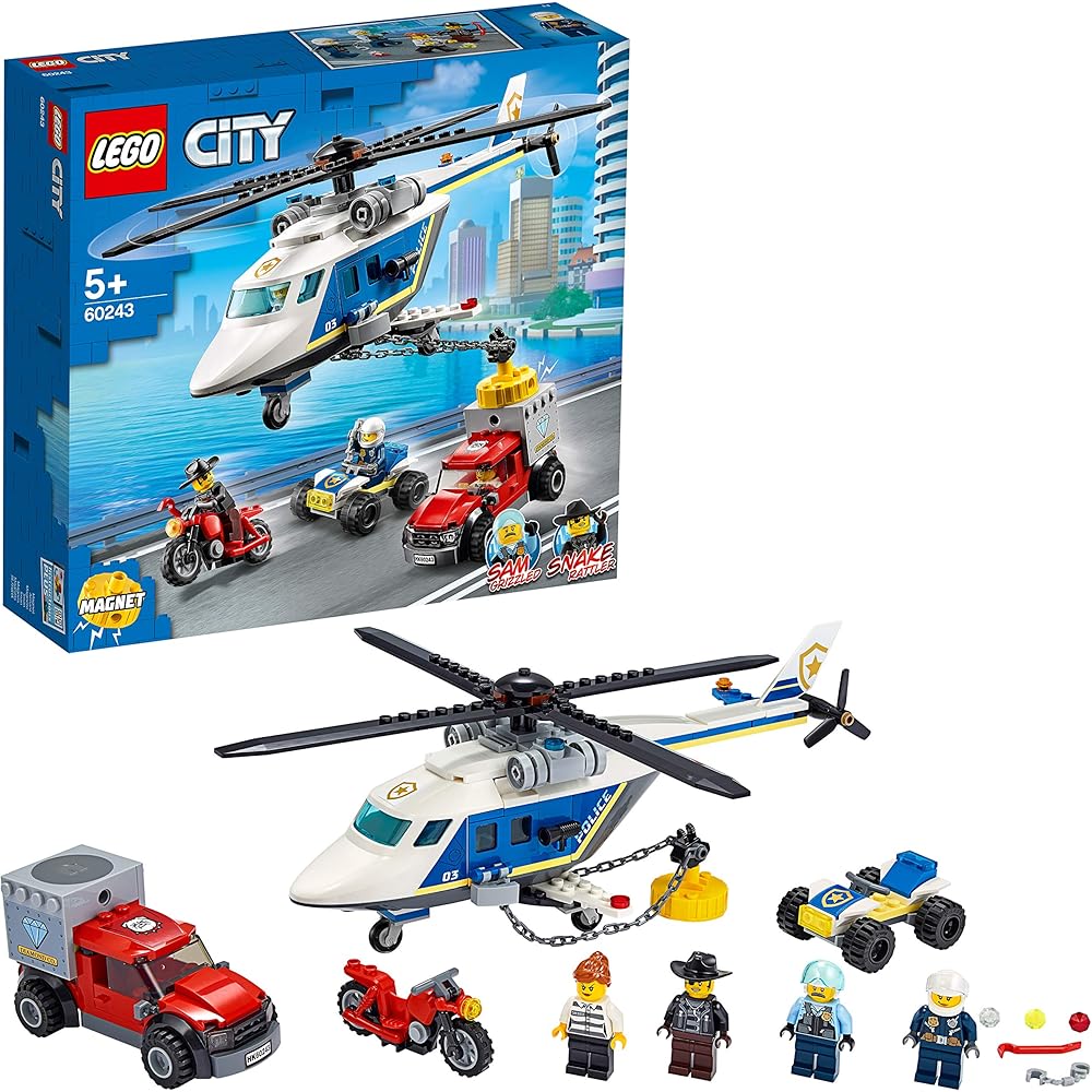 LEGO City Police Helicopter Chase 60243 Building Toy Set for Kids Ages 5 and Up