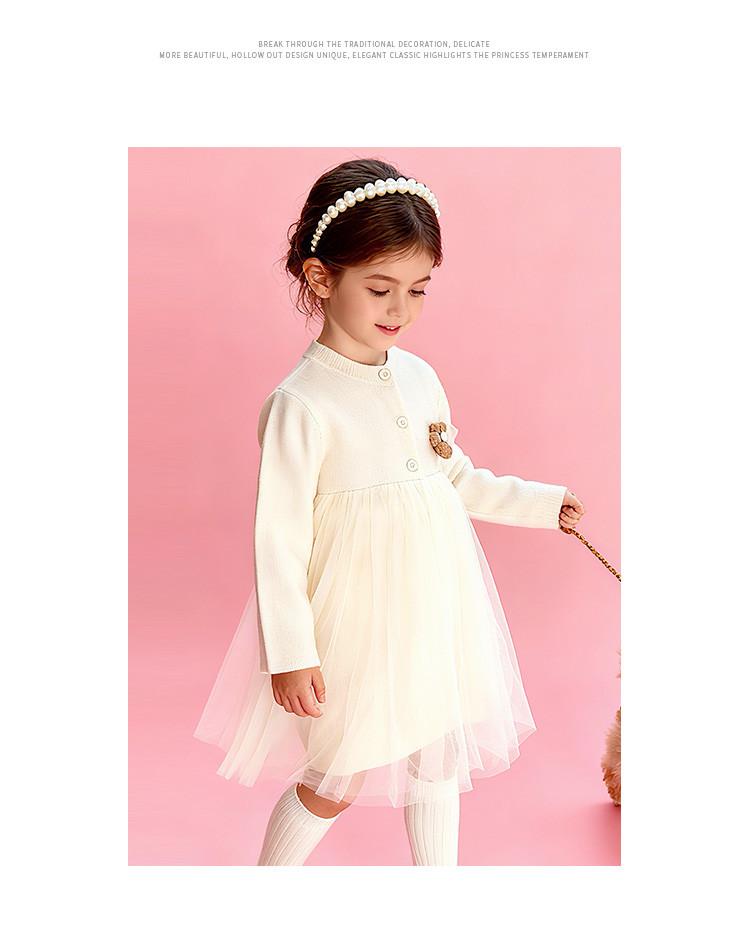 Girls' Knitted Dress Spring and Autumn Sweet Mesh Skirt
