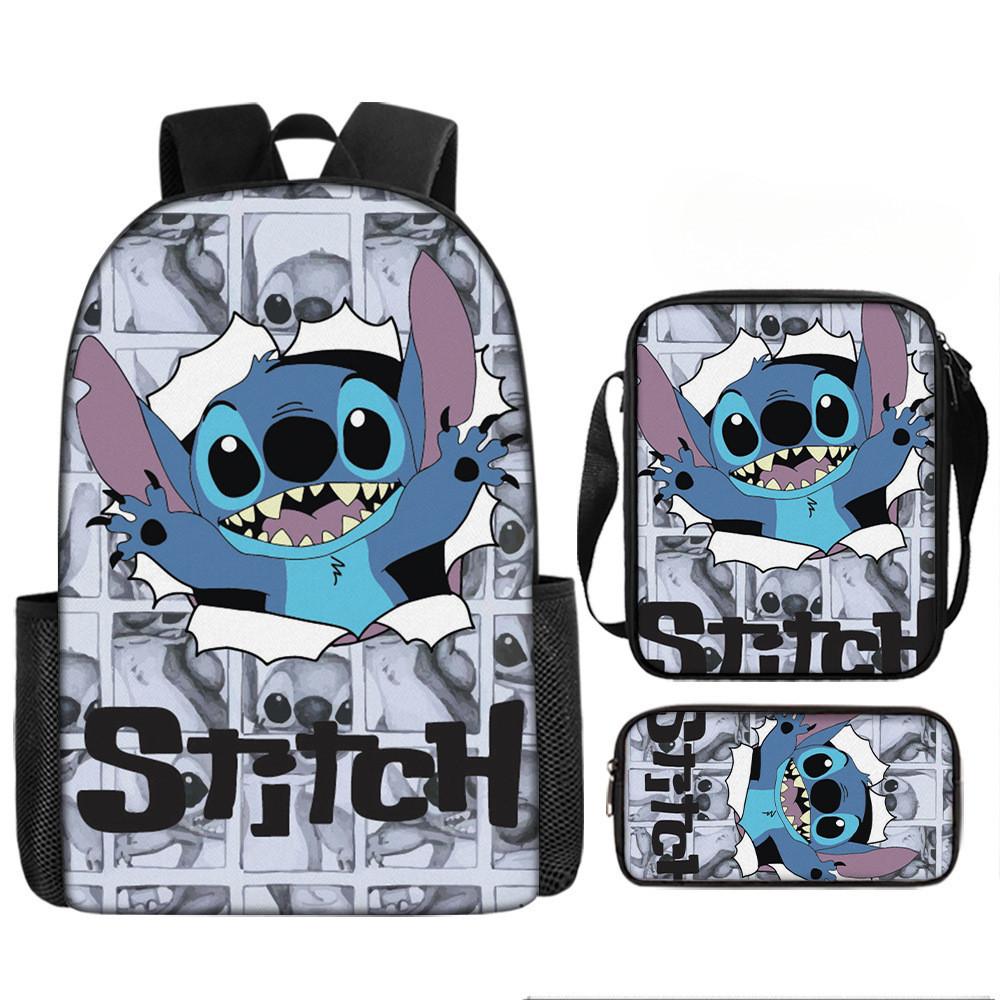 Disney Stitch School Backpack Oxford Cloth Lightweight Breathable Bookbag For Kids
