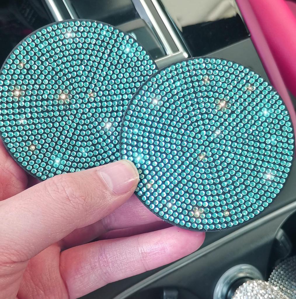 2 Pcs Bling Car Cup Holder Coaster, 2.75" Anti-Slip Shockproof Universal Fashion Car Coaster