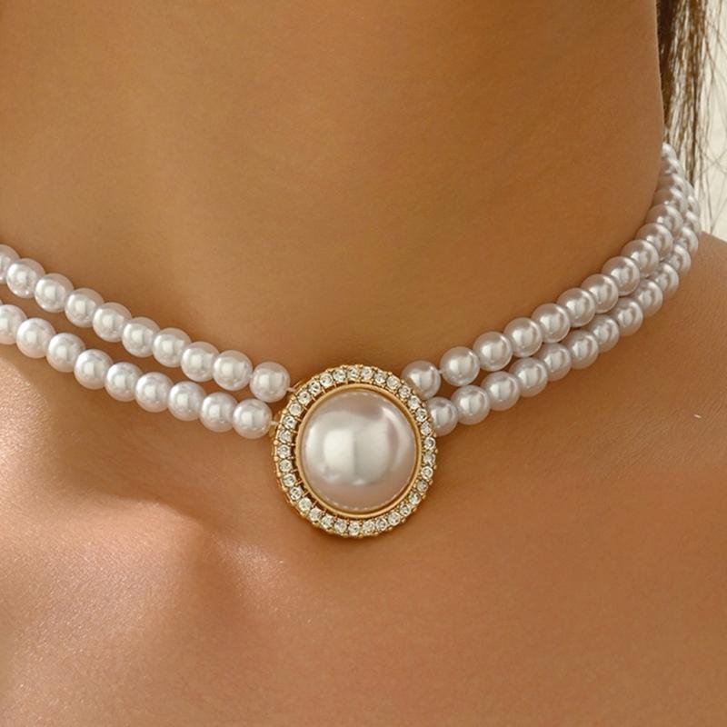 Elegant Pearls Necklace and Earrings Set for Weddings Parties Daily Wear