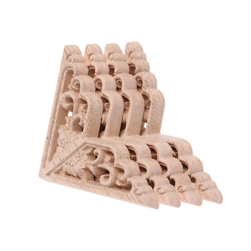 4pcs/set Wood Carved Corner Onlay Applique Unpainted Frame  Cupboard Cabinet Decal For Home Furniture Decoration 12x12cm
